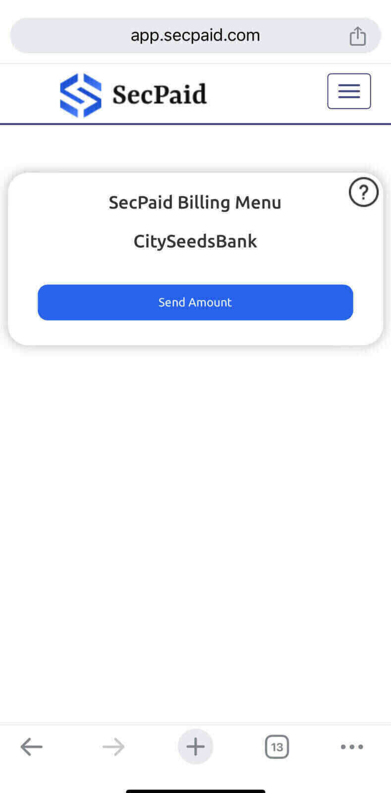Payment Screen Press and Hold the QR Code