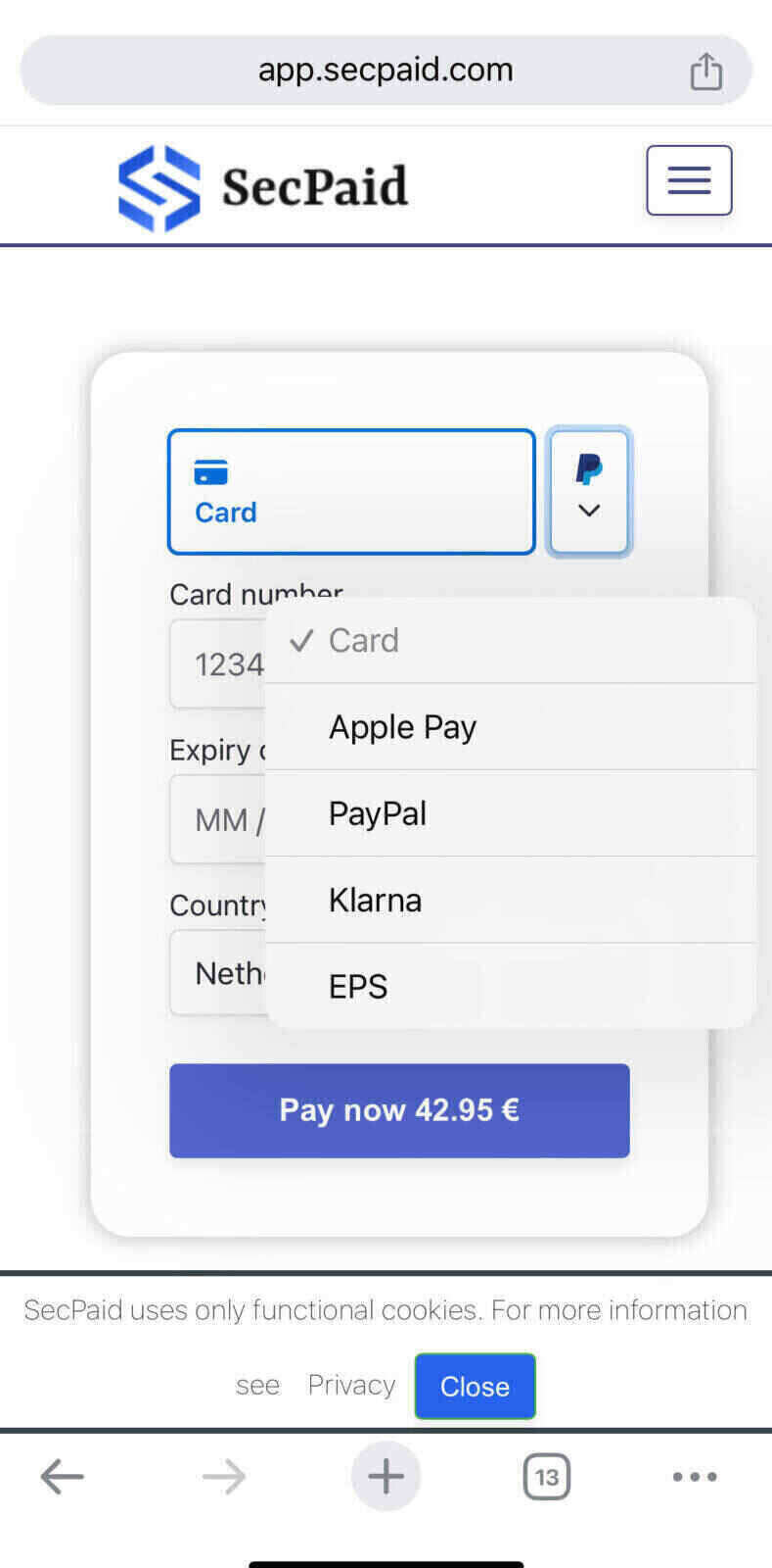Choose Payment Option Choose Payment Option
