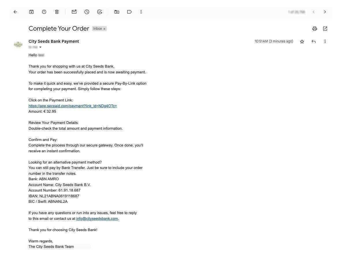 E-mail With Payment Link